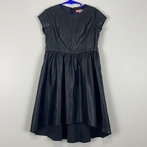 BCBG Girls Faux Leather Dress 5T Black Waterfall Hemline